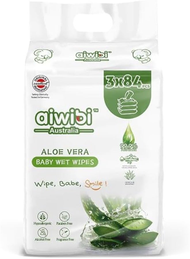 aiwibi 100% Skin-friendly Baby Wet Wipes 84 Sheets- Pack of 3 (252 Pcs) - Image 5